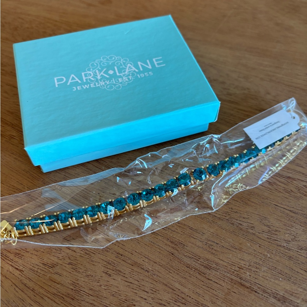 Park Lane Teal Crystal Bracelet in Gold Tone - Picture 2 of 2